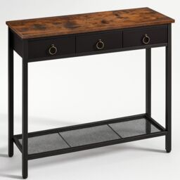 Storvo Slim Console Table with 3 Non-woven Drawers in Brown - thumbnail 4