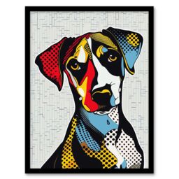 Artery8 Dog Lover Pop Art Cute Pet Fun Portrait Framed Art Print - Size: A4 - thumbnail 1