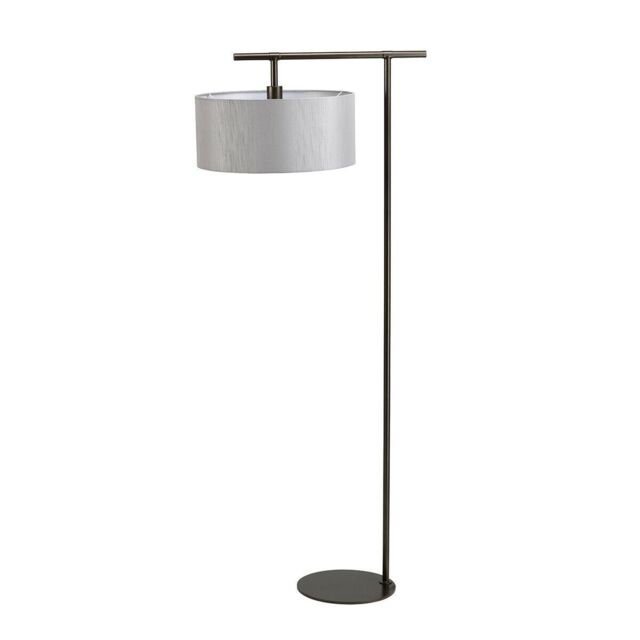 Loops Floor Lamp Painted Dark Brown Grey Cylinder Shade Dark Brown LED E27 60W Bulb