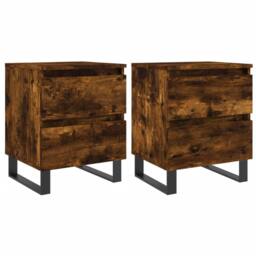 Berkfield Home Bedside Cabinets 2 pcs Smoked Oak 40x35x50 cm Engineered Wood in Brown - Size: 40 x 35 x 50 cm - thumbnail 1