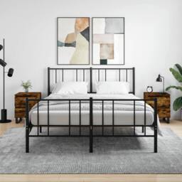Berkfield Home Bedside Cabinets 2 pcs Smoked Oak 40x35x50 cm Engineered Wood in Brown - Size: 40 x 35 x 50 cm - thumbnail 2