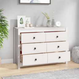 Berkfield Home Side Cabinet White 100x40x72 cm Solid Wood Pine - Size: 100 x 40 x 72 cm - thumbnail 6