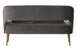 Orsina Grey Velvet Sofa With Pleated Backrest, 2 Seater Sofa, Modern Sofa Couch With Cushions, Gold Finish Sofa Seat - thumbnail 5