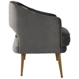 Orsina Grey Velvet Sofa With Pleated Backrest, 2 Seater Sofa, Modern Sofa Couch With Cushions, Gold Finish Sofa Seat - thumbnail 4