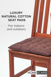 Homescapes Seat Pad Luxury 100% Cotton Indoor Outdoor Garden Cushion, Button Tie, 40cm in Brown - thumbnail 2