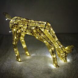 Monstershop Light Up Reindeer Gold Grazing Doe - 61cm 120 Ice White LED
