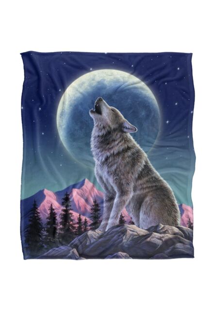 JQ Licensing Jlo Howling Wolf Moon Silky Touch Super Soft Throw Blanket 152 X 127 cm in White - image 1