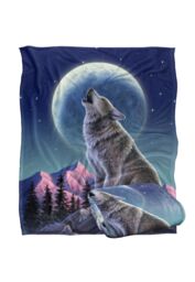 JQ Licensing Jlo Howling Wolf Moon Silky Touch Super Soft Throw Blanket 152 X 127 cm in White - thumbnail 2