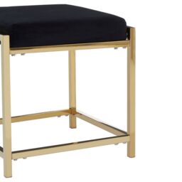 Orsina Powder Blue Velvet & Silver Stool, Square Padded Seat With Stainless Steel Base, Upholstered Stool in Black - thumbnail 4