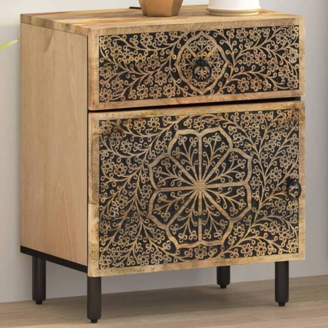 Berkfield Home Bedside Cabinet 50x33x60 cm Solid Wood Mango in Brown - Size: 50 x 33 x 60 cm - image 1