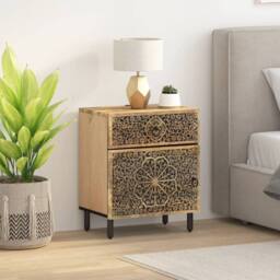Berkfield Home Bedside Cabinet 50x33x60 cm Solid Wood Mango in Brown - Size: 50 x 33 x 60 cm - thumbnail 3