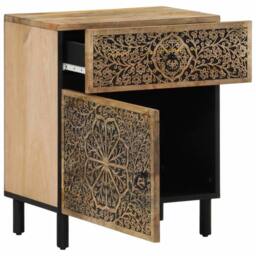 Berkfield Home Bedside Cabinet 50x33x60 cm Solid Wood Mango in Brown - Size: 50 x 33 x 60 cm - thumbnail 4