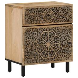 Berkfield Home Bedside Cabinet 50x33x60 cm Solid Wood Mango in Brown - Size: 50 x 33 x 60 cm - thumbnail 2