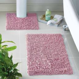 Coopers of Stortford Tumble-Twist Cotton Bath Mat & Pedestal Set in Pink