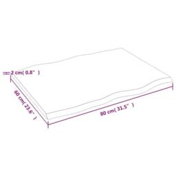 Berkfield Home Table Top 80x60x2 cm Untreated Solid Wood Oak Live Edge in Light Tan - Size: 80 x 60 x 2 cm - thumbnail 7