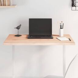 Berkfield Home Table Top 80x60x2 cm Untreated Solid Wood Oak Live Edge in Light Tan - Size: 80 x 60 x 2 cm - thumbnail 2