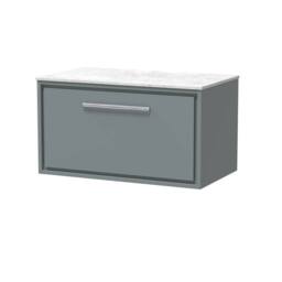 Balterley 800mm Wall Hung Single Drawer Vanity & Marble Worktop - Coastal Grey