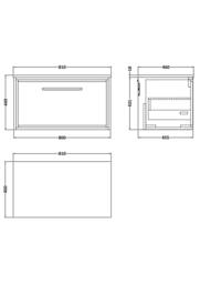 Balterley 800mm Wall Hung Single Drawer Vanity & Marble Worktop - Coastal Grey - thumbnail 2