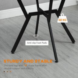 HOMCOM Dining Table with Round Top Steel Legs for Kitchen Dining Room Brown - thumbnail 5