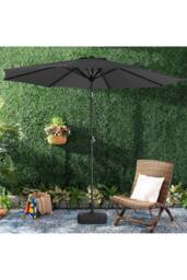 Living and Home 3M Large Rotating Patio Parasol for Outdoor Sunshade and Rain with Plastic Fillable Base in Black - thumbnail 3