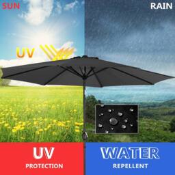 Living and Home 3M Large Rotating Patio Parasol for Outdoor Sunshade and Rain with Plastic Fillable Base in Black - thumbnail 7