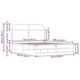 Berkfield Home Elegant Bed Frame Without Mattress 120x200 cm Smoked Oak Engineer in Brown - Size: Small Double - thumbnail 9