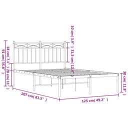 Berkfield Home Metal Bed Frame with Headboard Black 120x200 cm - Size: Small Double - thumbnail 9