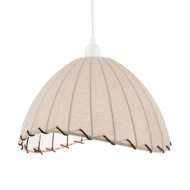 Happy Homewares Natural Linen Oatmeal Beige Pendant Light Shade with Linking Rope in Brown - image 1