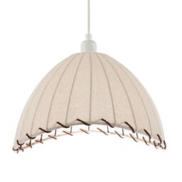 Happy Homewares Natural Linen Oatmeal Beige Pendant Light Shade with Linking Rope in Brown - thumbnail 4