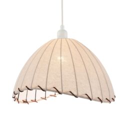Happy Homewares Natural Linen Oatmeal Beige Pendant Light Shade with Linking Rope in Brown - thumbnail 2