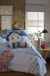 Deyongs Coastal House Print 100% cotton Cushion - Size: 43 cm x 43 cm