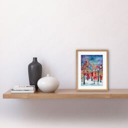 "Artery8 Wall Art Print Winter Abstract Village Folk Artwork Framed 9X7 Inch in Beige - Size: W7"" x H9""" - thumbnail 2