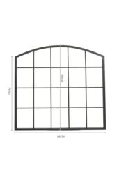 Living and Home Industrial Arch Windowpane Wall Mirror with Black Metal Frame - thumbnail 7