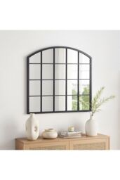 Living and Home Industrial Arch Windowpane Wall Mirror with Black Metal Frame - thumbnail 3