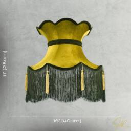 Happy Homewares Large Olive & Forest Green Victorian Lamp Shade with Scallop Edges - Size: 16 inches - thumbnail 7