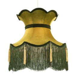 Happy Homewares Large Olive & Forest Green Victorian Lamp Shade with Scallop Edges - Size: 16 inches - thumbnail 2