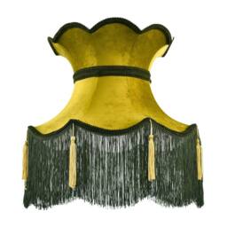 Happy Homewares Large Olive & Forest Green Victorian Lamp Shade with Scallop Edges - Size: 16 inches - thumbnail 1