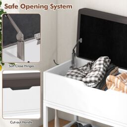 Gymax Shoe Storage Bench Shoe Rack Stand With Flip Top Storage & 2 Drawers in White - thumbnail 7