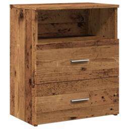 Berkfield Home Bedside Cabinets 2 pcs Old Wood 50x32x60cm Engineered Wood in Brown - Size: 50 x 32 x 60 cm - thumbnail 4