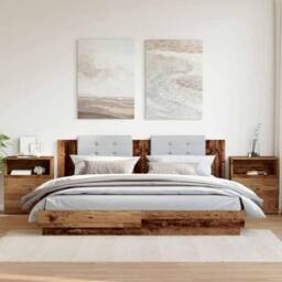 Berkfield Home Bedside Cabinets 2 pcs Old Wood 50x32x60cm Engineered Wood in Brown - Size: 50 x 32 x 60 cm - thumbnail 3