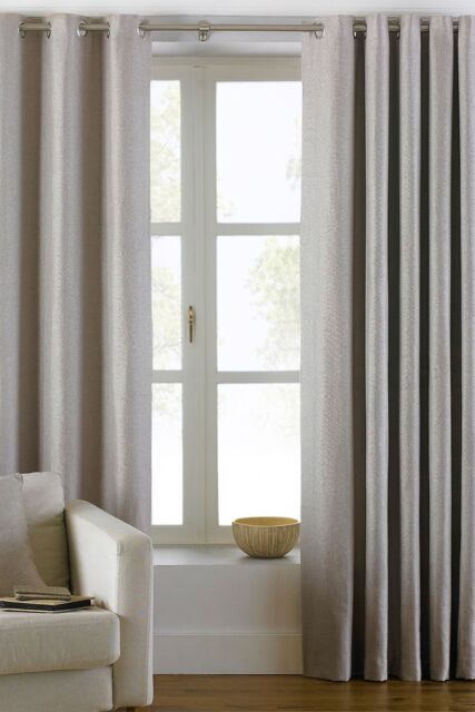 Paoletti Atlantic Twill Woven Eyelet Curtains in Natural - Size: 229 cm width x 137 cm drop - image 1