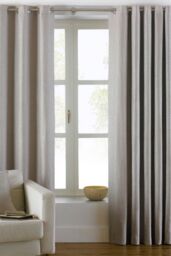 Paoletti Atlantic Twill Woven Eyelet Curtains in Natural - Size: 229 cm width x 137 cm drop
