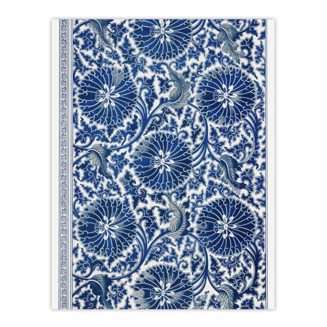 "Artery8 Owen Jones Art Nouveau Flower Pattern in Blue Wall Art Print - Size: W12"" x H16""" - image 1