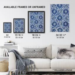 "Artery8 Owen Jones Art Nouveau Flower Pattern in Blue Wall Art Print - Size: W12"" x H16""" - thumbnail 3