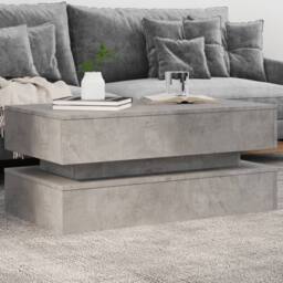Berkfield Home Modern Coffee Table with LED Lights Concrete Grey 90x50x40 cm - Size: 90 x 50 x 40 cm - thumbnail 2