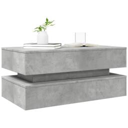 Berkfield Home Modern Coffee Table with LED Lights Concrete Grey 90x50x40 cm - Size: 90 x 50 x 40 cm - thumbnail 6