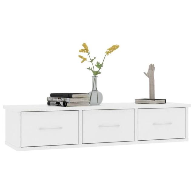 Berkfield Home Decorative Wall-mounted Drawer Shelf White 88x26x18.5 cm Engineer - image 1