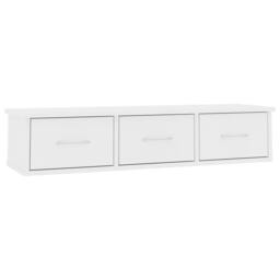 Berkfield Home Decorative Wall-mounted Drawer Shelf White 88x26x18.5 cm Engineer - thumbnail 3