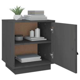 Berkfield Home Beautiful Bedside Cabinets 2 pcs Grey 40x34x45 cm Solid Wood Pine - Size: 40 x 34 x 45 cm - thumbnail 5