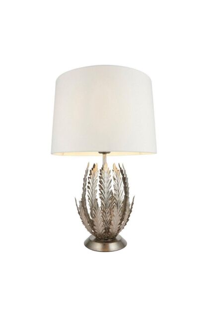 Netlighting Delphine Decorative Silver Layered Leaf Table Lamp with Ivory Fabric Shades - image 1